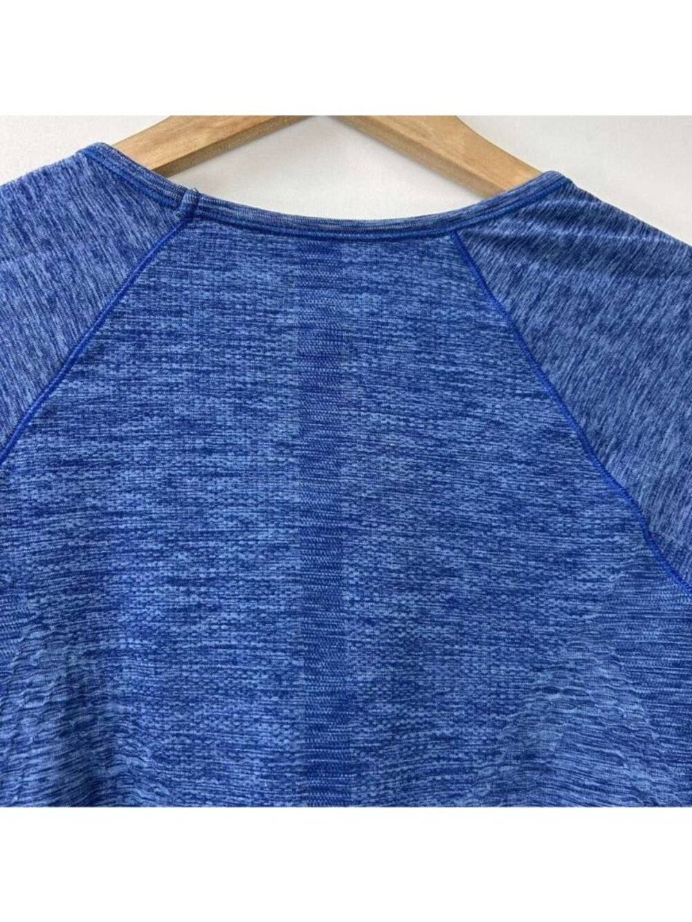 Athleta Women's Small Long Sleeve Speedlight Heather Blue Top Ruched Crewneck - Picture 9 of 14